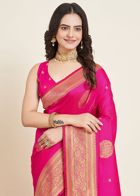 Pink Dupion Silk Saree With Blouse Piece