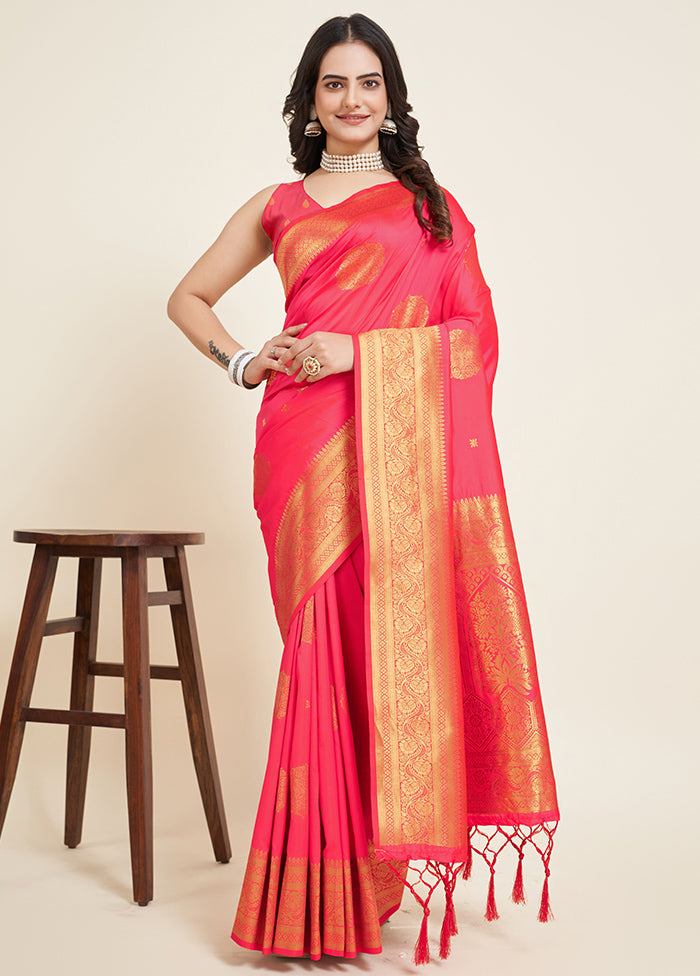 Red Dupion Silk Saree With Blouse Piece