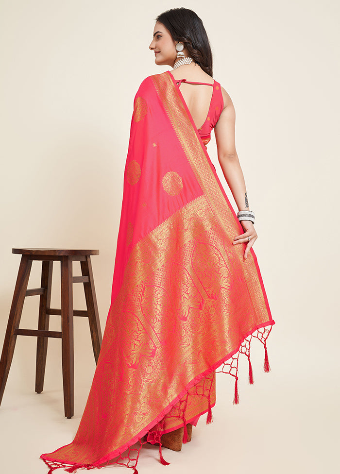 Red Dupion Silk Saree With Blouse Piece