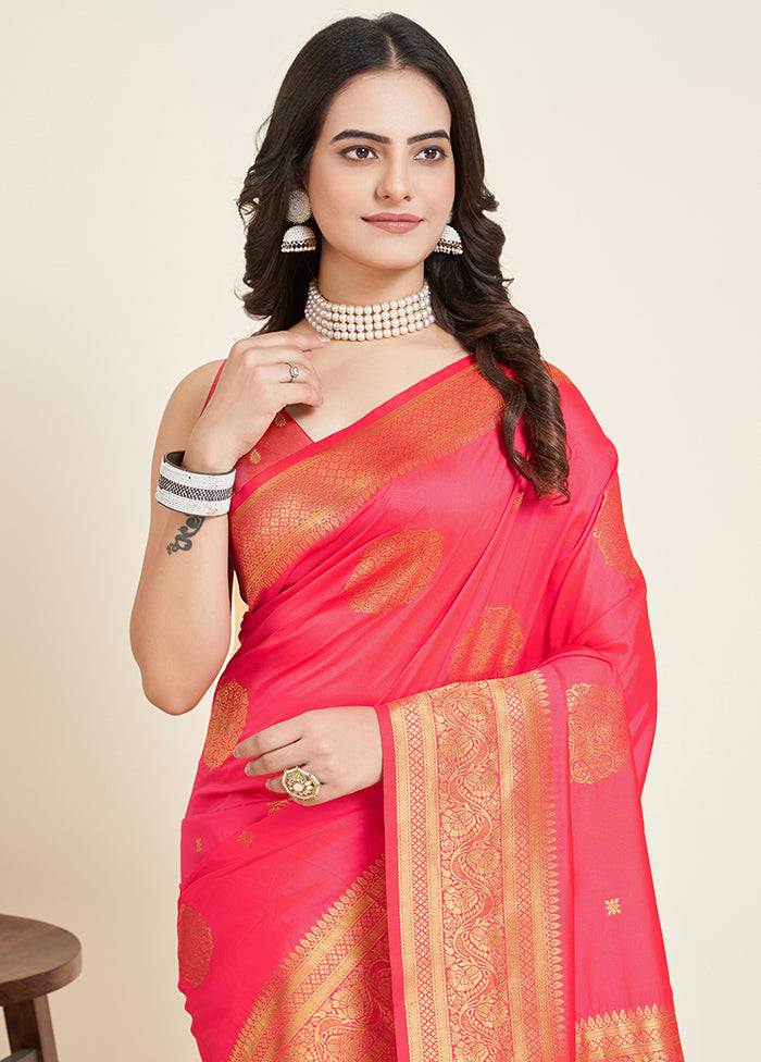 Red Dupion Silk Saree With Blouse Piece