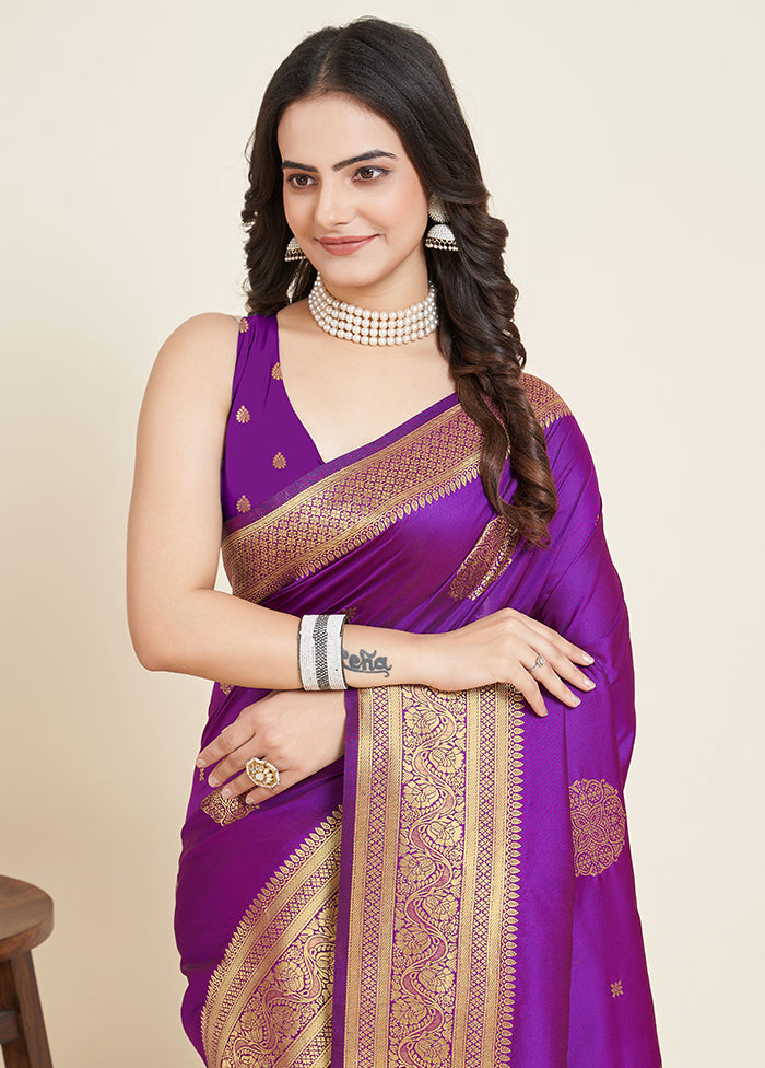 Voilet Dupion Silk Saree With Blouse Piece