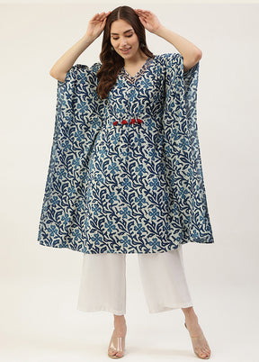 Blue Readymade Cotton Kaaftan