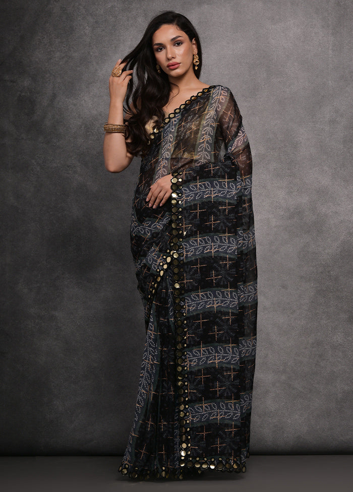 Grey Georgette Saree With Blouse Piece