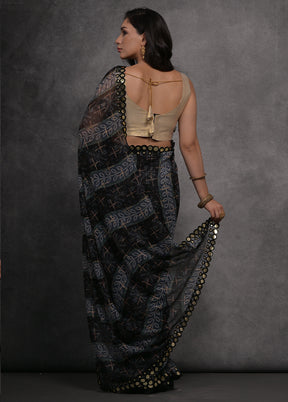 Grey Georgette Saree With Blouse Piece