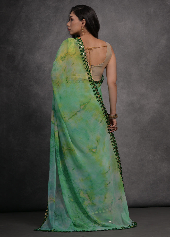 Green Georgette Saree With Blouse Piece