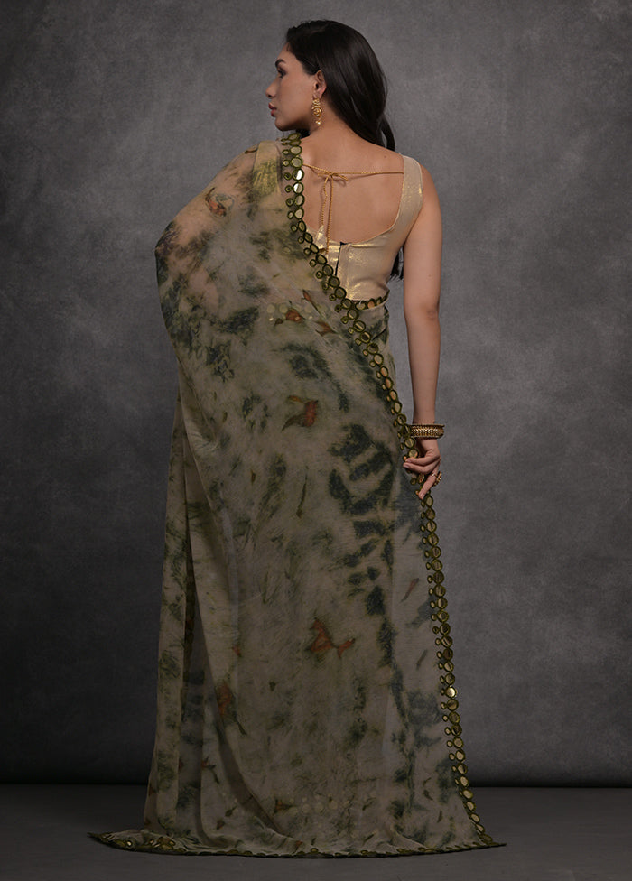 Grey Georgette Saree With Blouse Piece