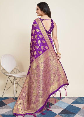 Voilet Dupion Silk Saree With Blouse Piece