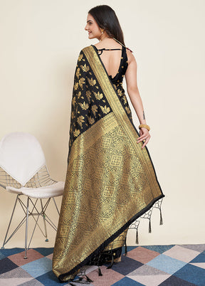 Black Dupion Silk Saree With Blouse Piece