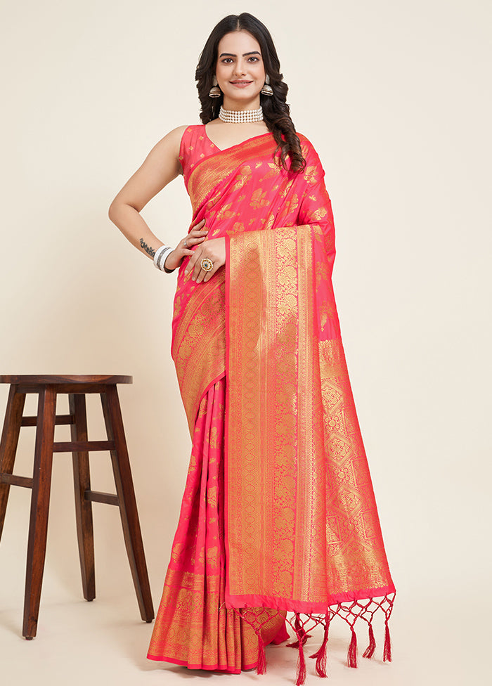 Red Dupion Silk Saree With Blouse Piece