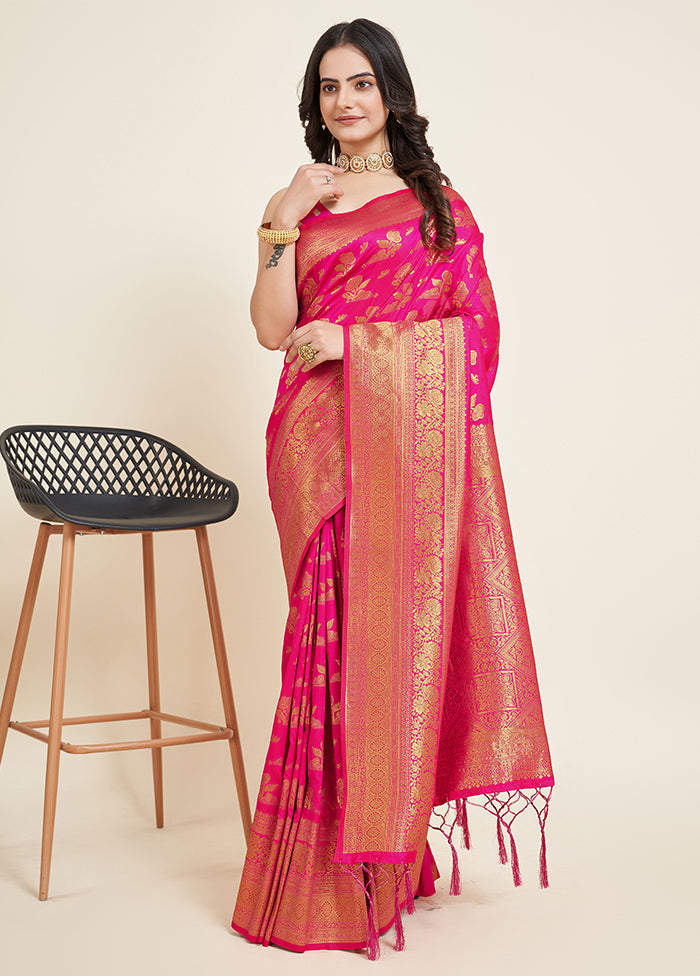 Pink Dupion Silk Saree With Blouse Piece