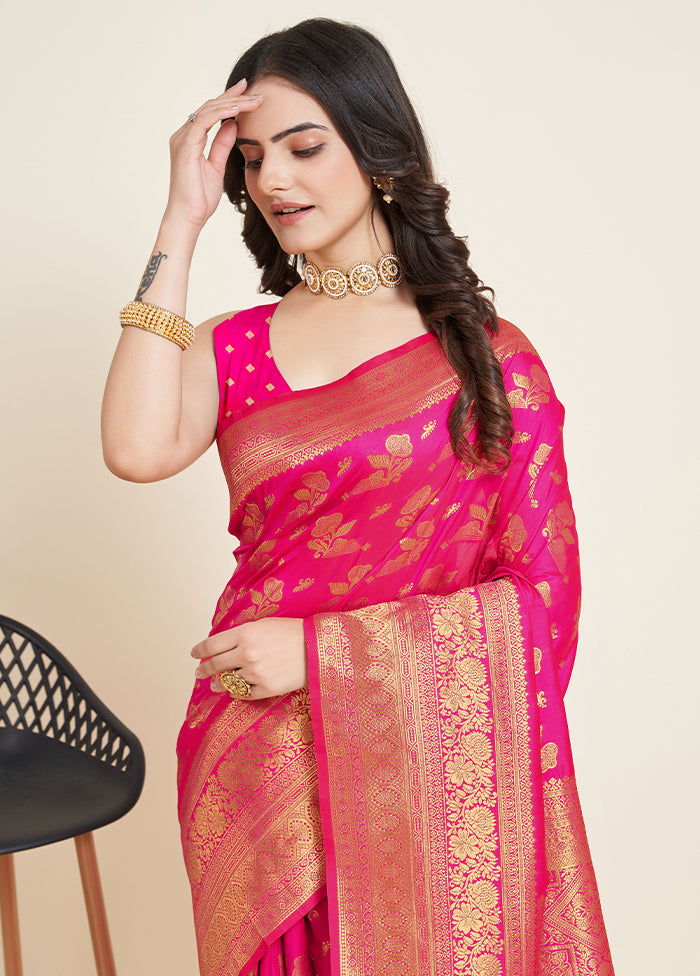 Pink Dupion Silk Saree With Blouse Piece