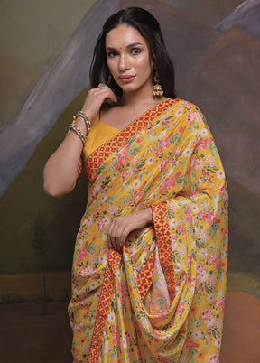 Yellow Silk Saree With Blouse Piece