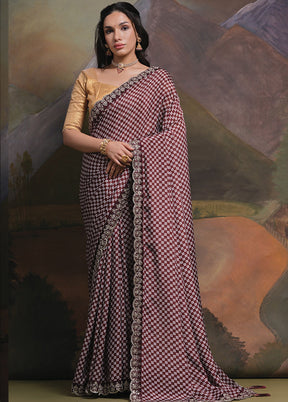 Wine Silk Saree With Blouse Piece