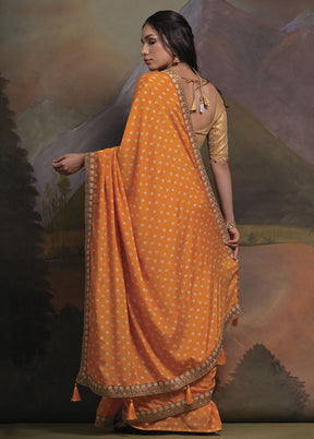 Mustard Silk Saree With Blouse Piece