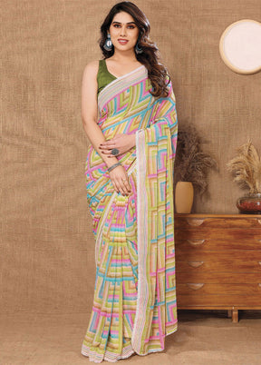 Multicolor Georgette Saree With Blouse Piece