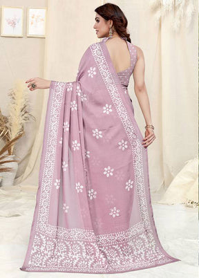 Pink Chiffon Silk Saree With Blouse Piece