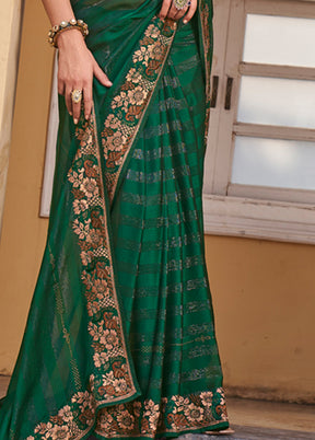 Green Dupion Silk Saree With Blouse Piece