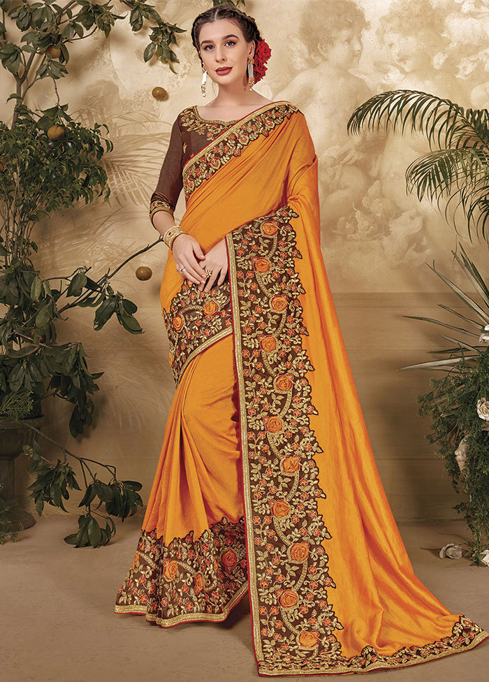 Yellow Silk Saree With Blouse Piece