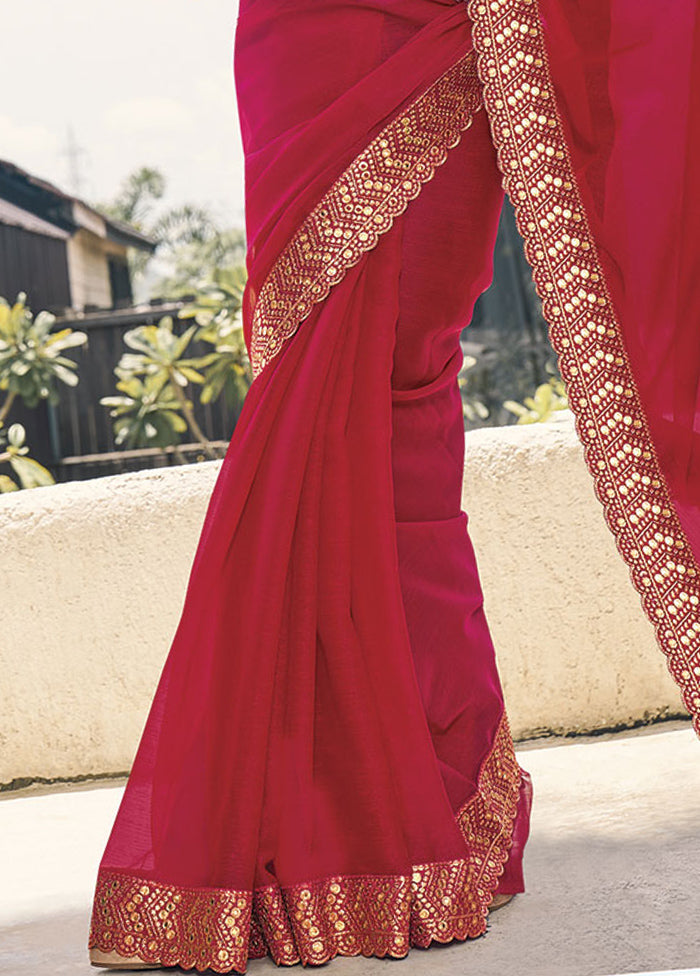 Red Silk Saree With Blouse Piece