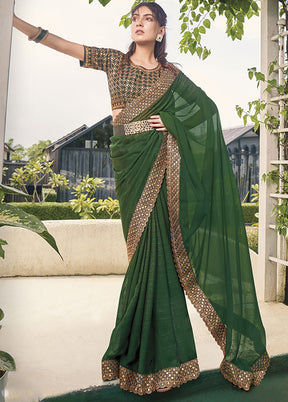 Green Silk Saree With Blouse Piece