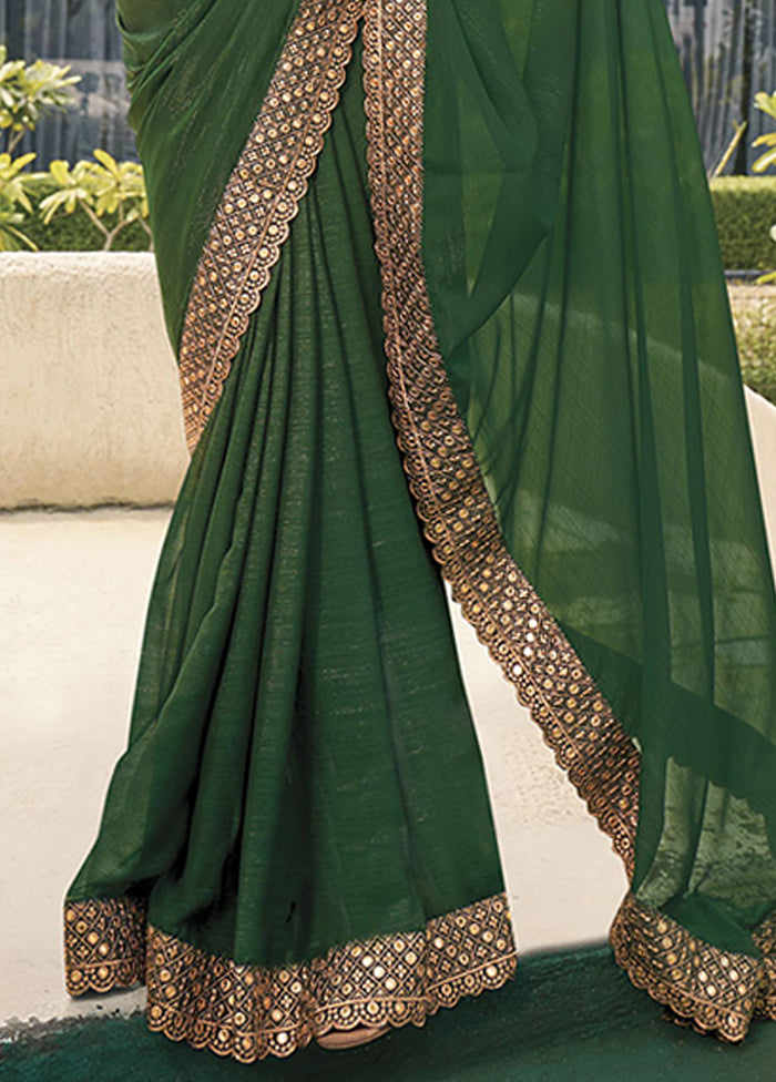 Green Silk Saree With Blouse Piece