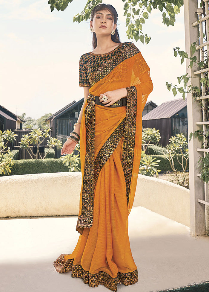 Yellow Silk Saree With Blouse Piece