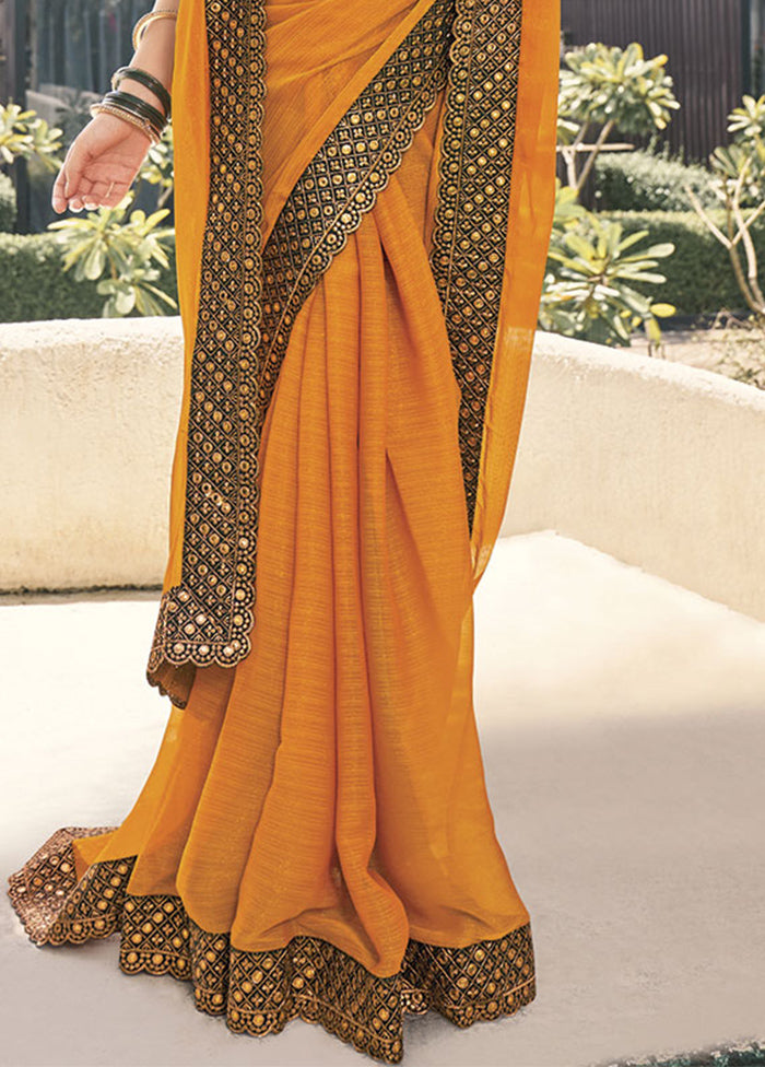 Yellow Silk Saree With Blouse Piece