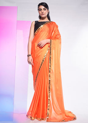 Orange Georgette Saree With Blouse Piece