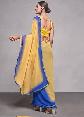 Blue Georgette Saree With Blouse Piece