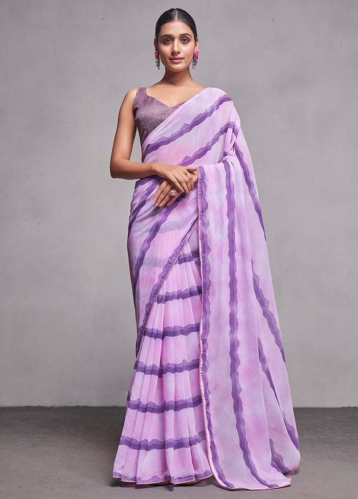 Voilet Georgette Saree With Blouse Piece