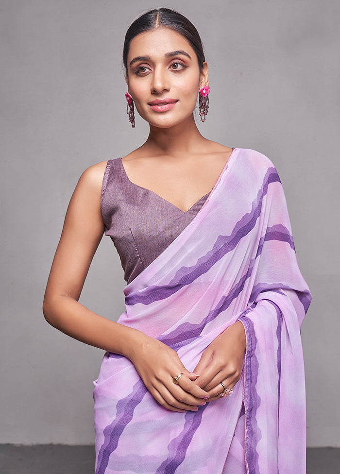 Voilet Georgette Saree With Blouse Piece