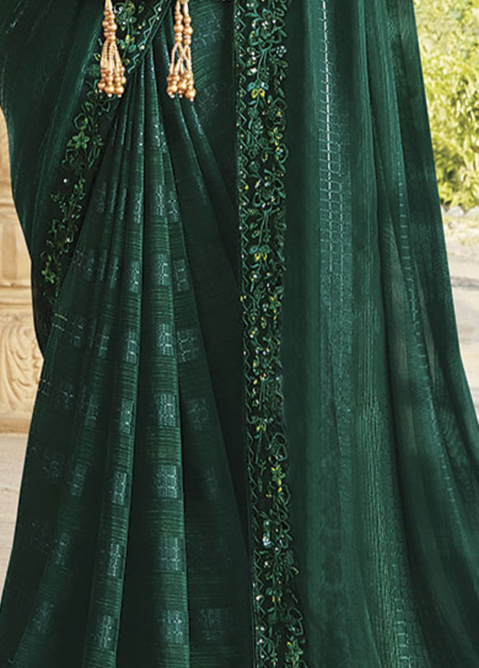 Green Silk Saree With Blouse Piece