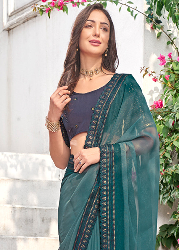 Green Silk Saree With Blouse Piece