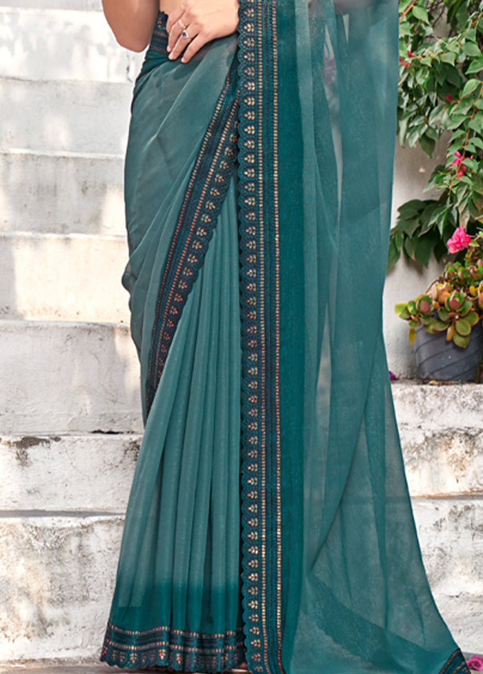 Green Silk Saree With Blouse Piece