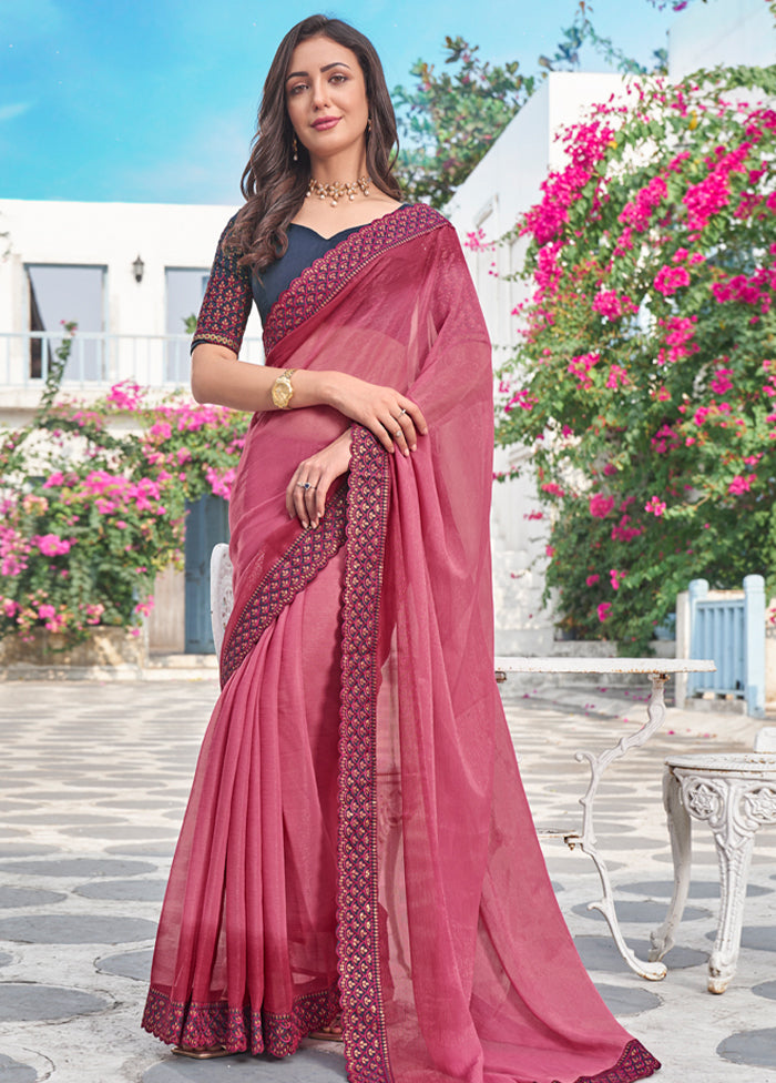 Burgundy Silk Saree With Blouse Piece