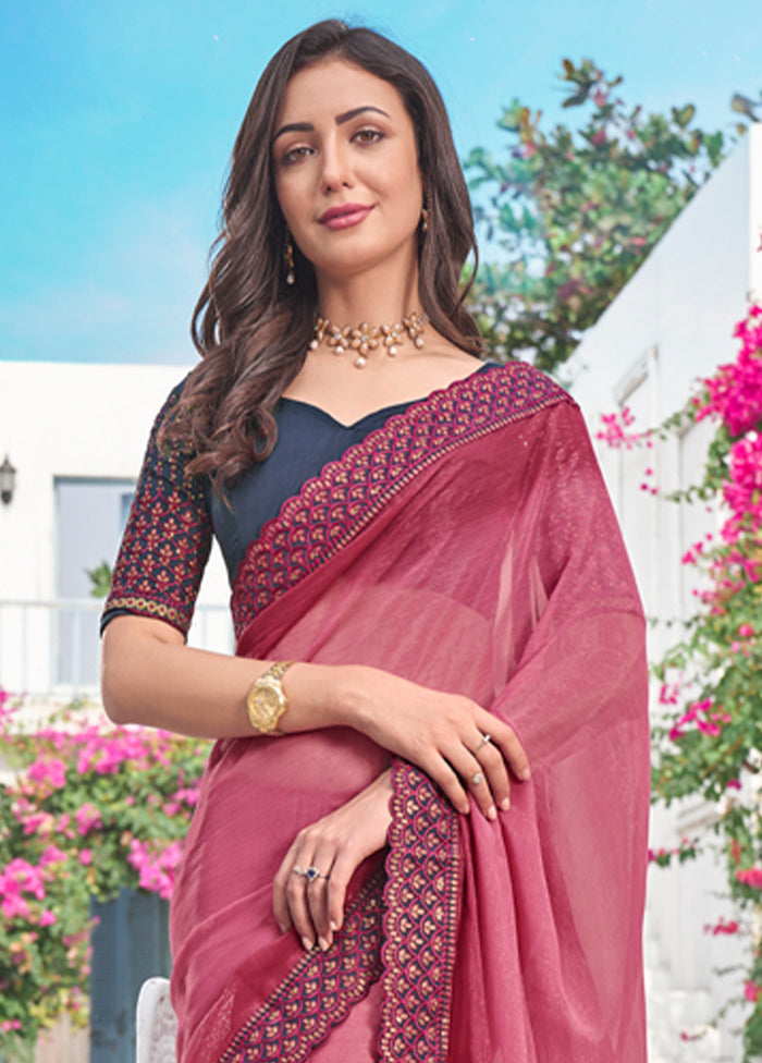 Burgundy Silk Saree With Blouse Piece