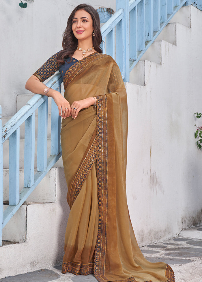 Brown Silk Saree With Blouse Piece