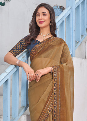 Brown Silk Saree With Blouse Piece