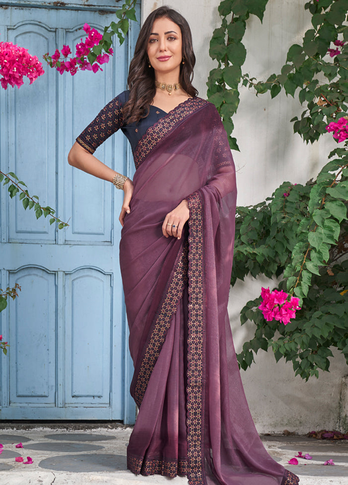 Purple Silk Saree With Blouse Piece