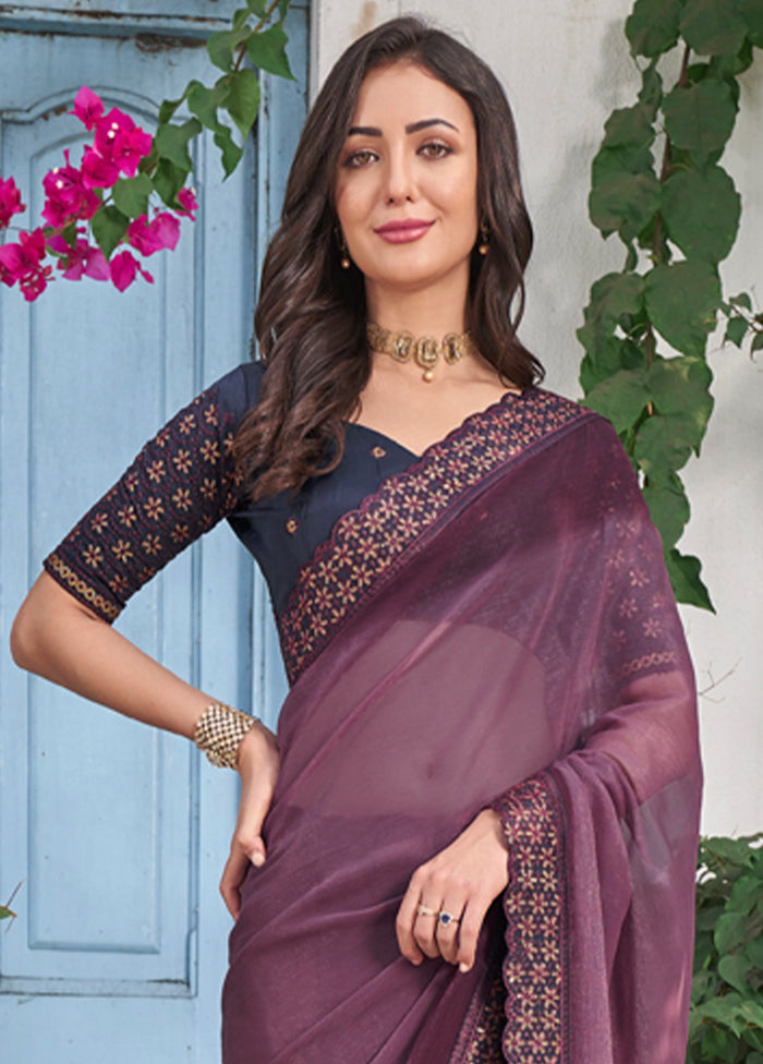 Purple Silk Saree With Blouse Piece