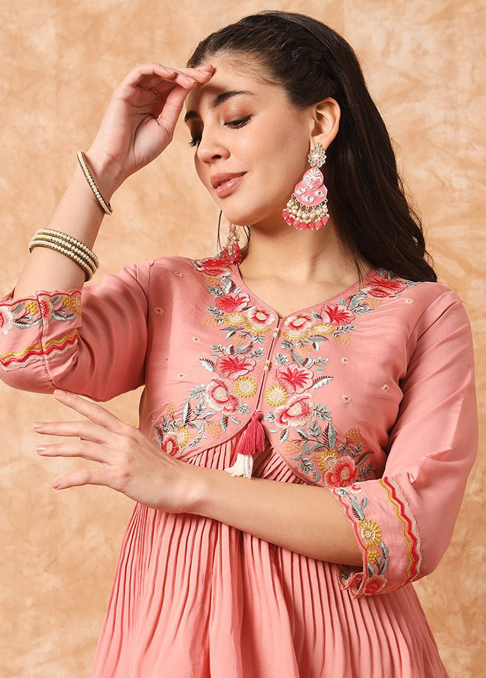 3 Pc Pink Readymade Viscose Suit Set