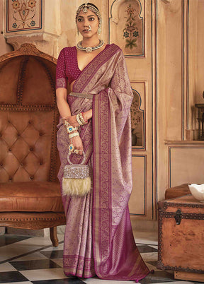 Pink Dupion Silk Saree With Blouse Piece