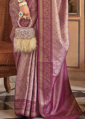 Pink Dupion Silk Saree With Blouse Piece