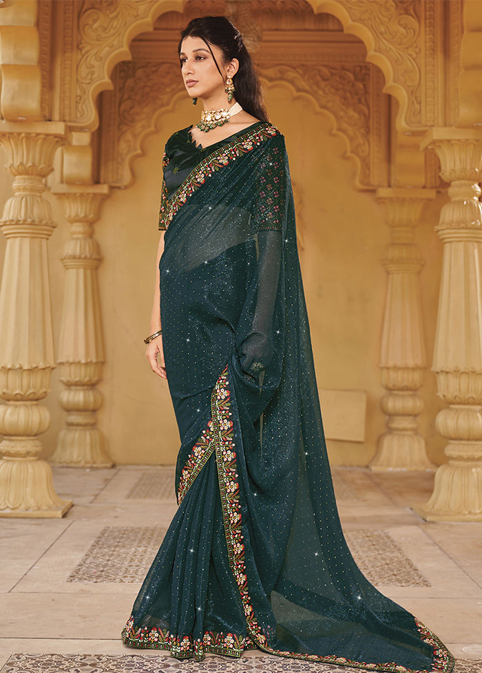 Green Silk Saree With Blouse Piece