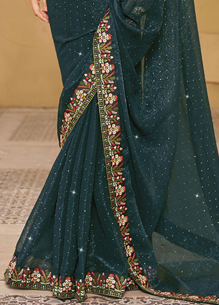 Green Silk Saree With Blouse Piece