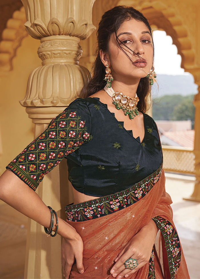 Orange Silk Saree With Blouse Piece