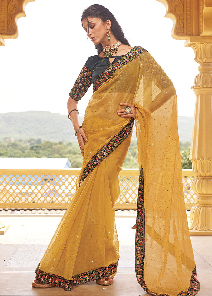 Yellow Silk Saree With Blouse Piece