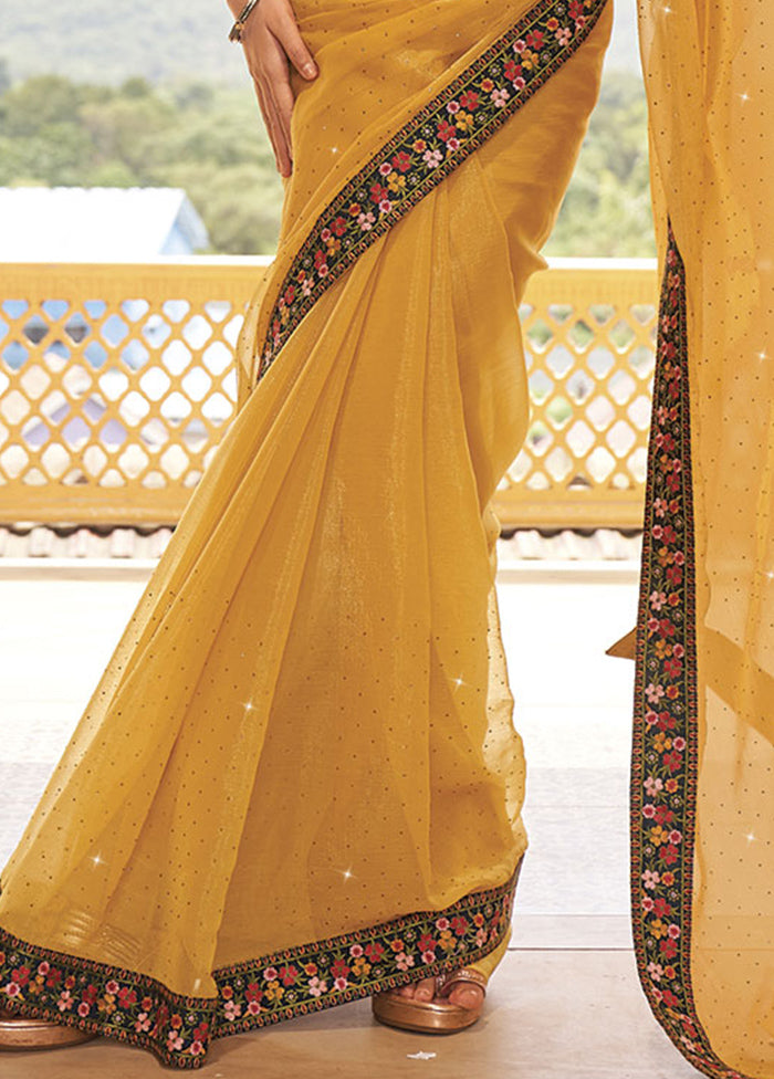 Yellow Silk Saree With Blouse Piece