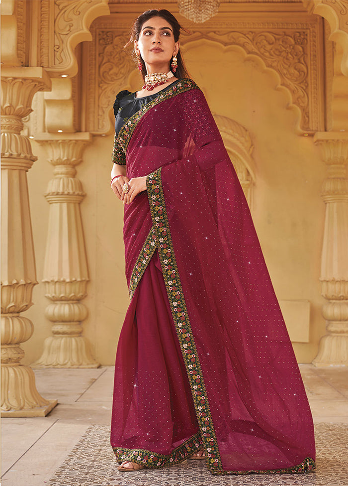 Maroon Silk Saree With Blouse Piece