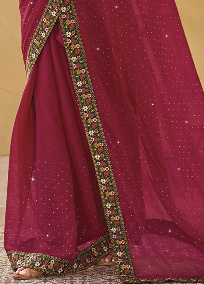 Maroon Silk Saree With Blouse Piece